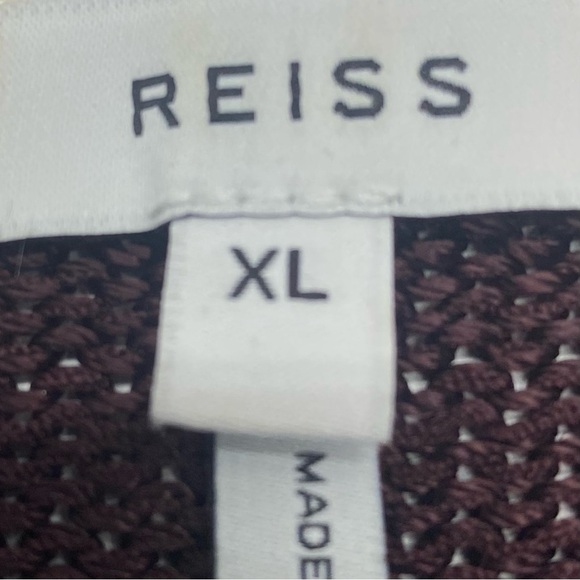 Reiss Women’s Burgundy V-Neck Sweater with white trim XL shoulder pads - Picture 3 of 15